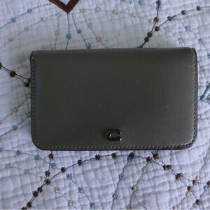 Coach Olive Green Leather Card Case